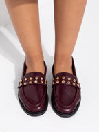 Burgundy Studded Loafers