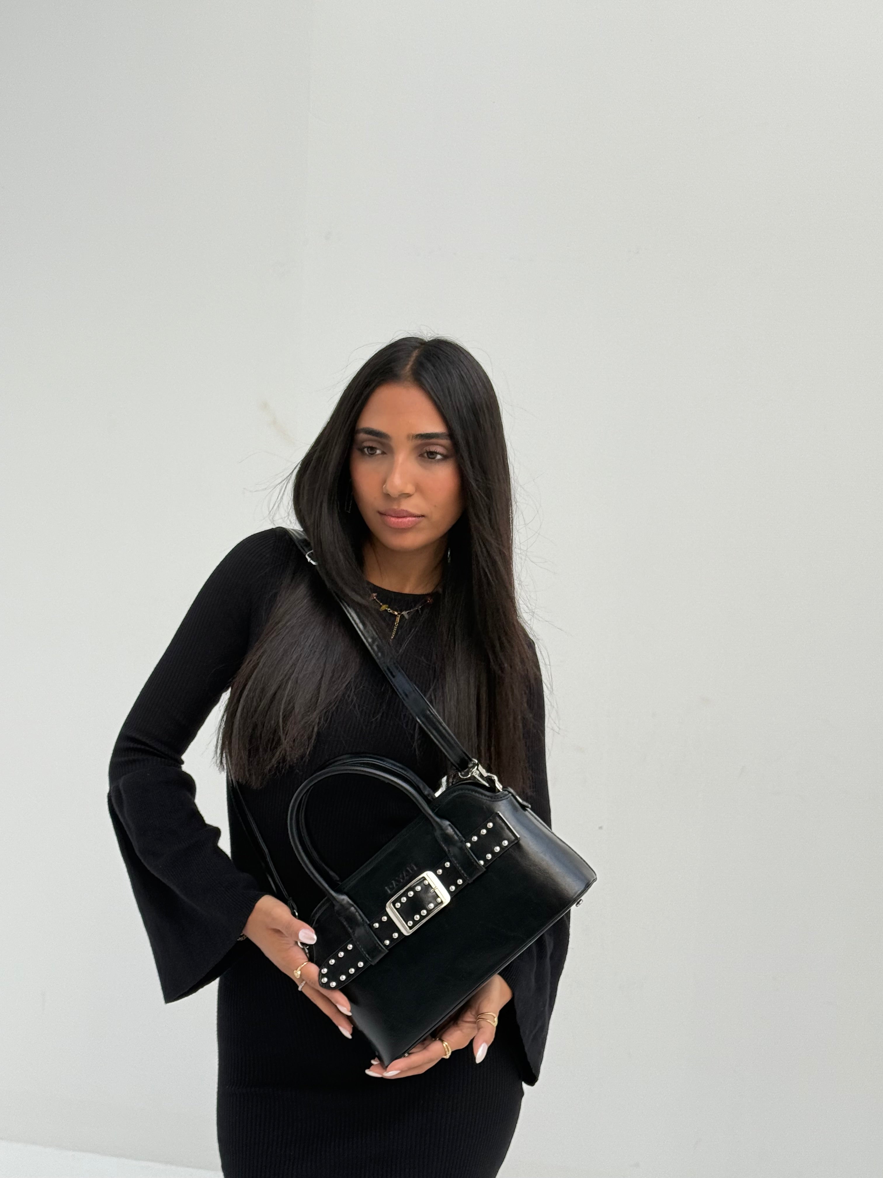 Black Studded Buckle Bag