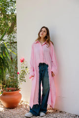 Fringed out cape in pink