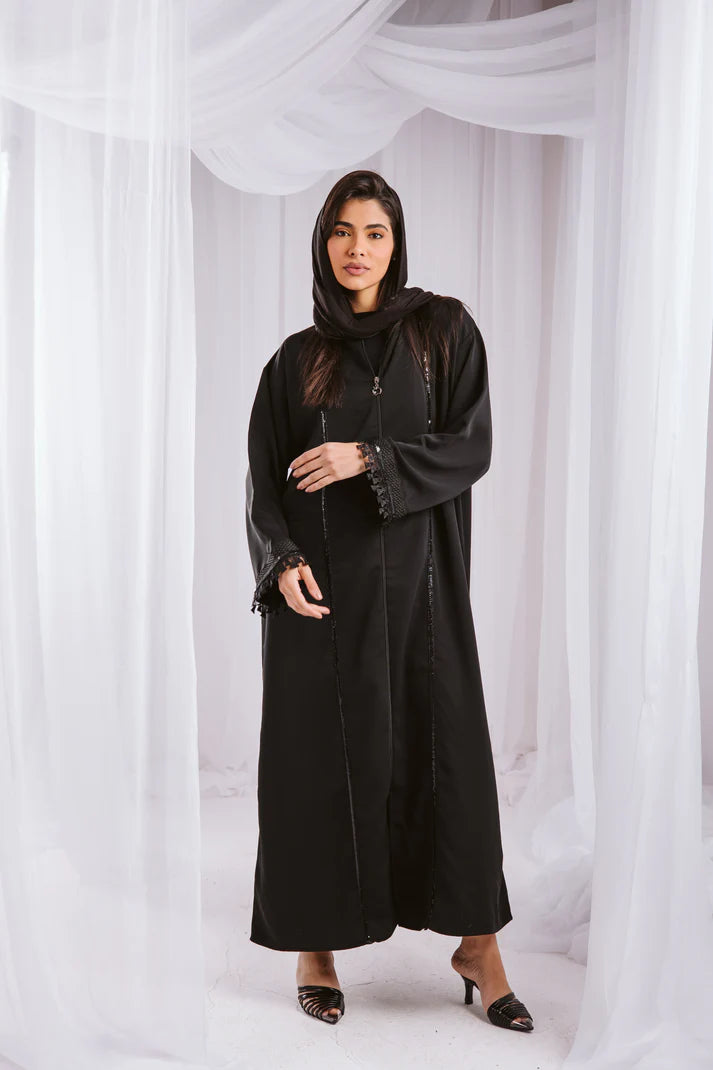 Zipper abaya black