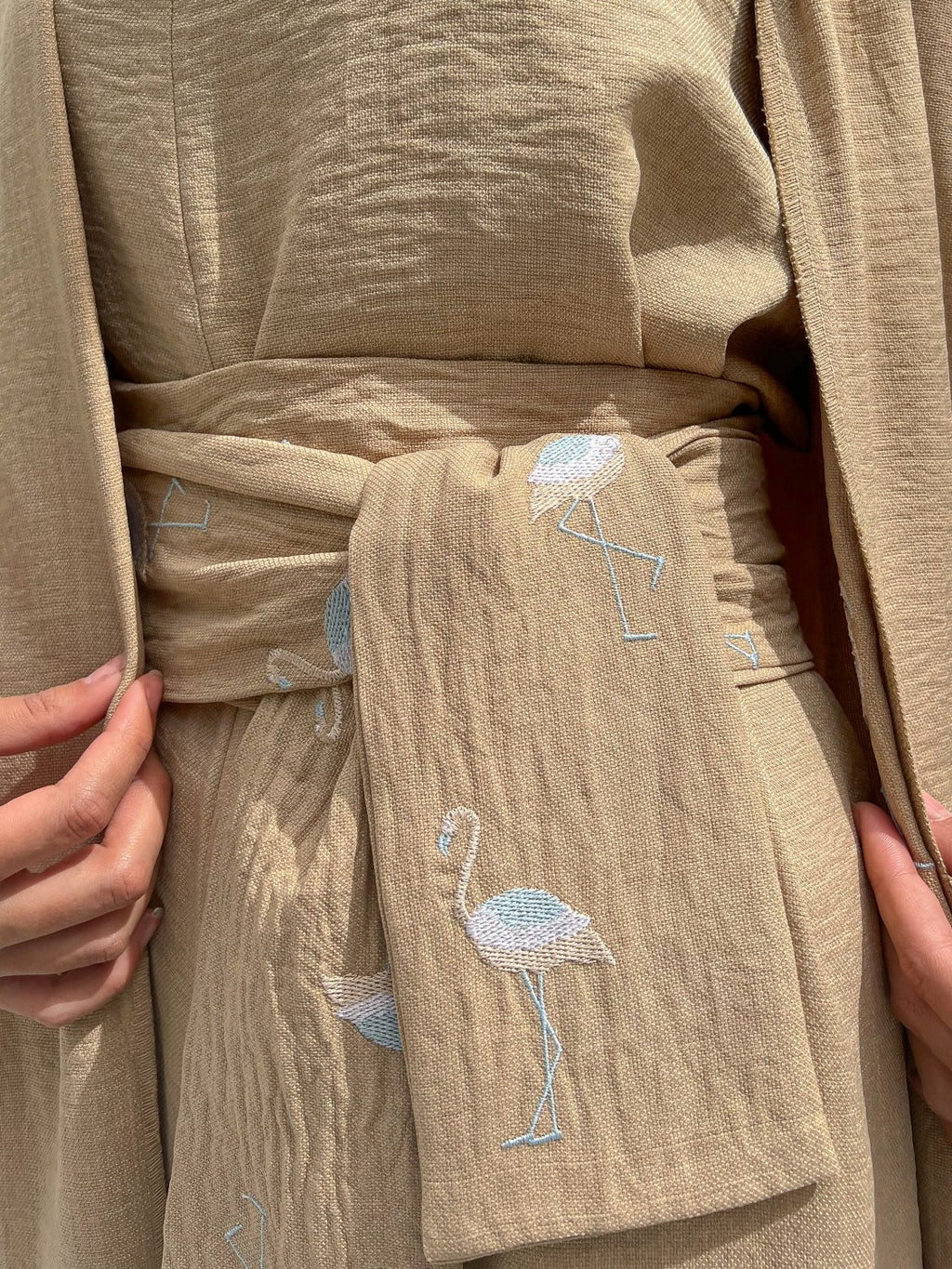 Flamingo Embroidered Kimono