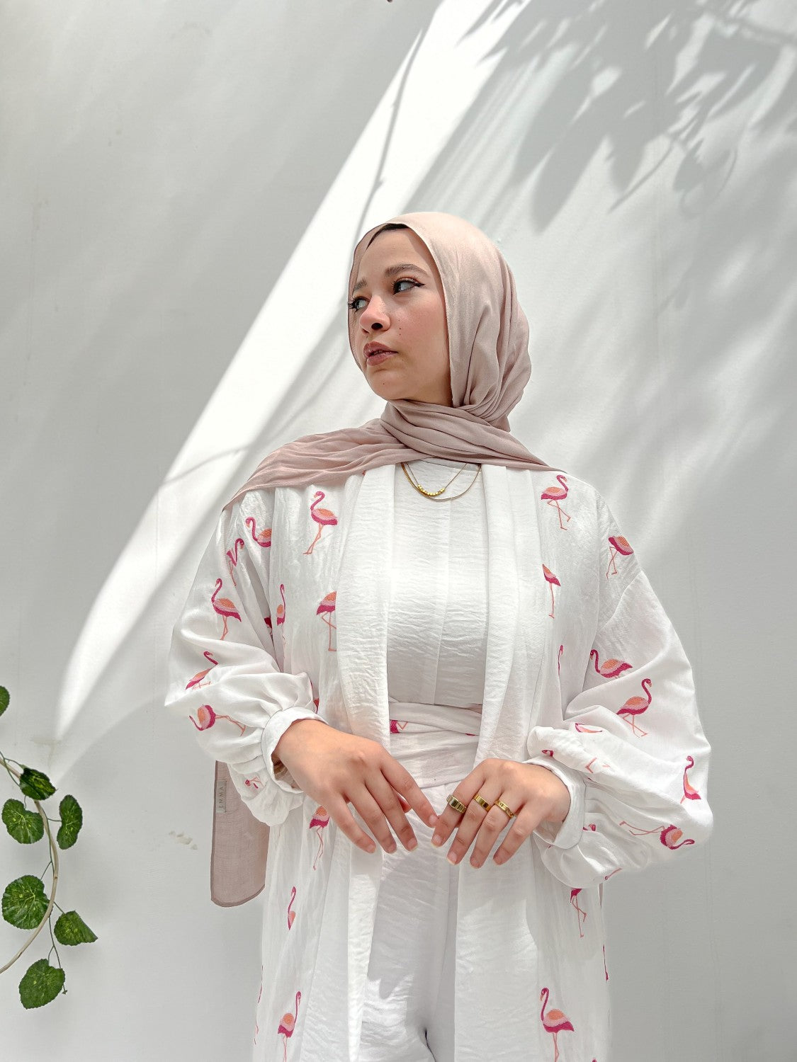 Flamingo Embroidered Kimono