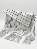 Silver Studded Fringe Clutch