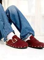 Burgundy Studded Mules