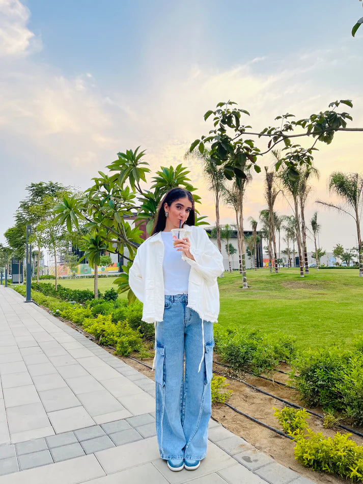 Cargo denim pants