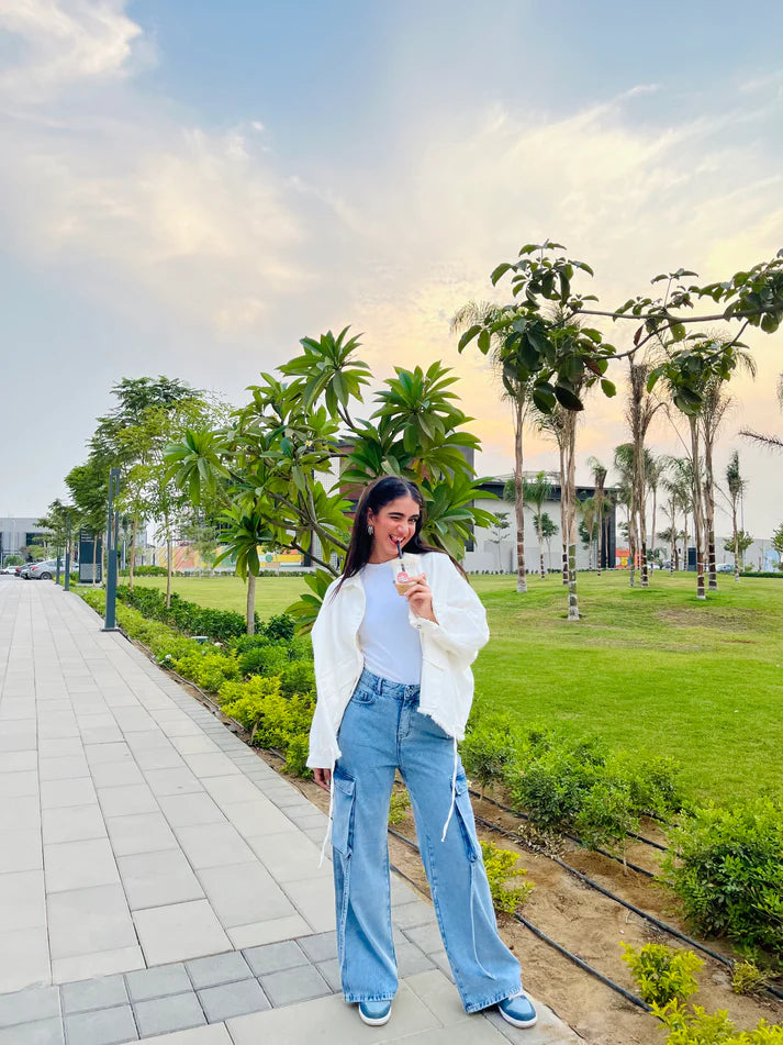 Cargo denim pants