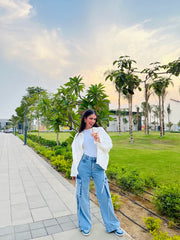 Cargo denim pants