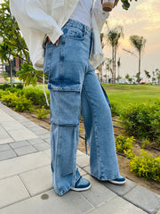Cargo denim pants