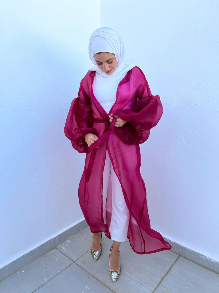 Maroon Organza puffy