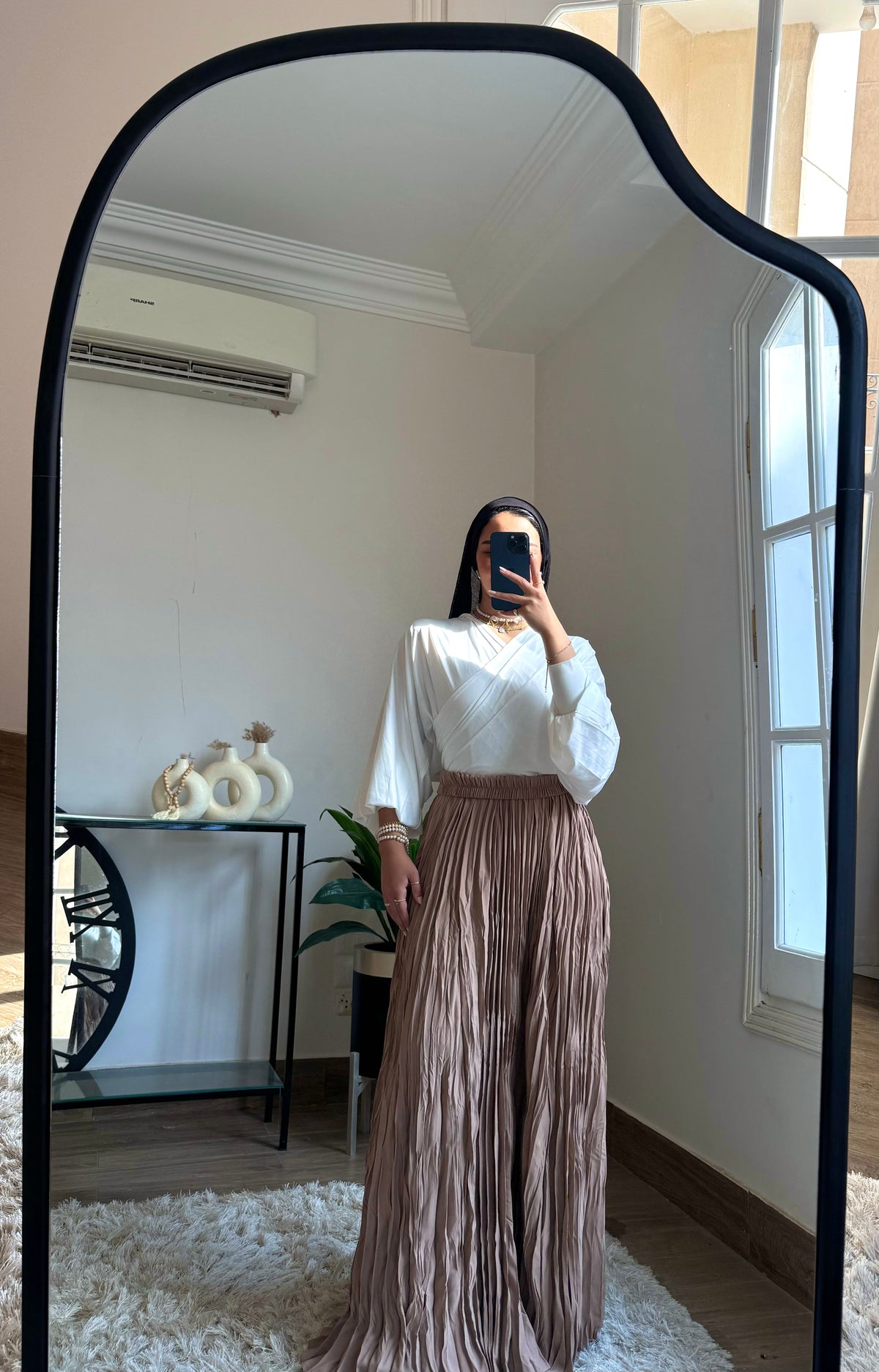 Crushed Skirt- Beige