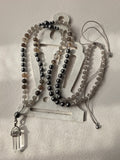 Ramadan Prayer Beads Set - Black White Crystal Elegance
