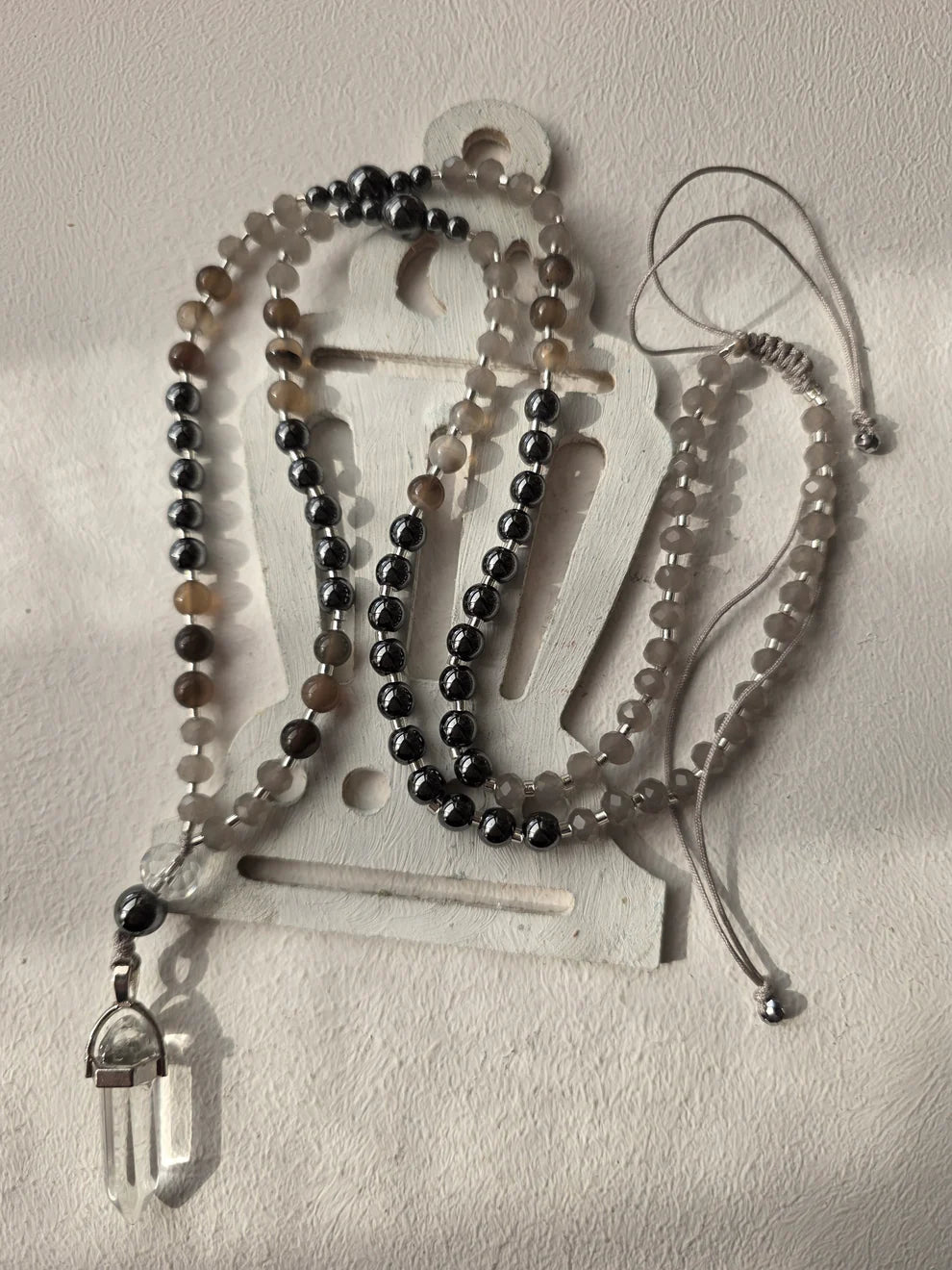 Ramadan Prayer Beads Set - Black White Crystal Elegance