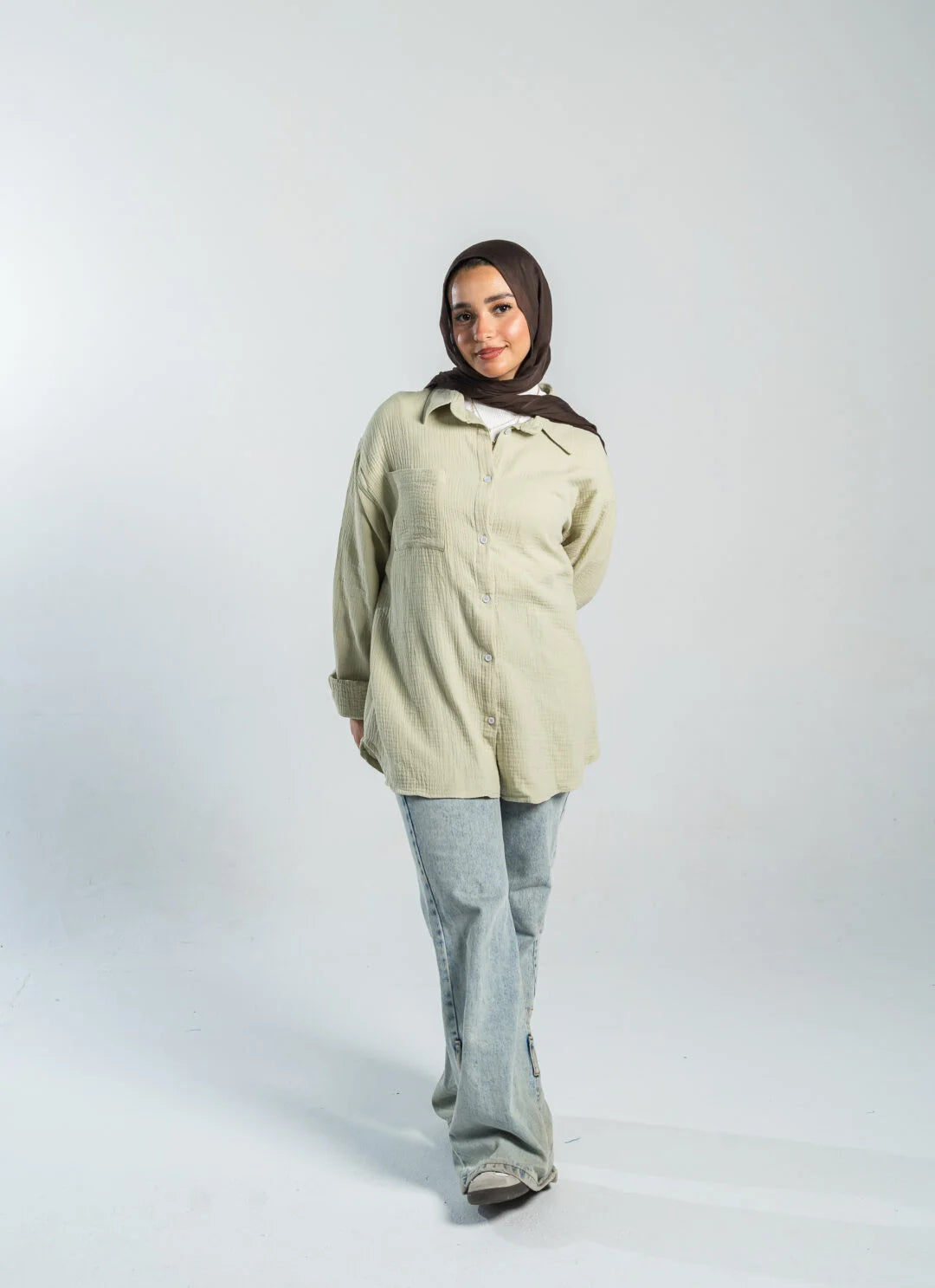 Sage Green Crinkled Shirt