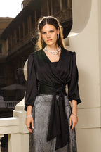 Wrapped Satin Top - Black
