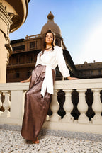 Shimmery wide pants - Rose Gold