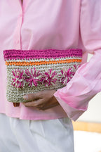 Peach Pop Raffia Clutch