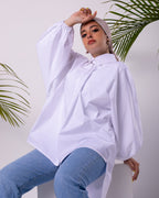 The Poplin Puffed Sleeves White Shirt