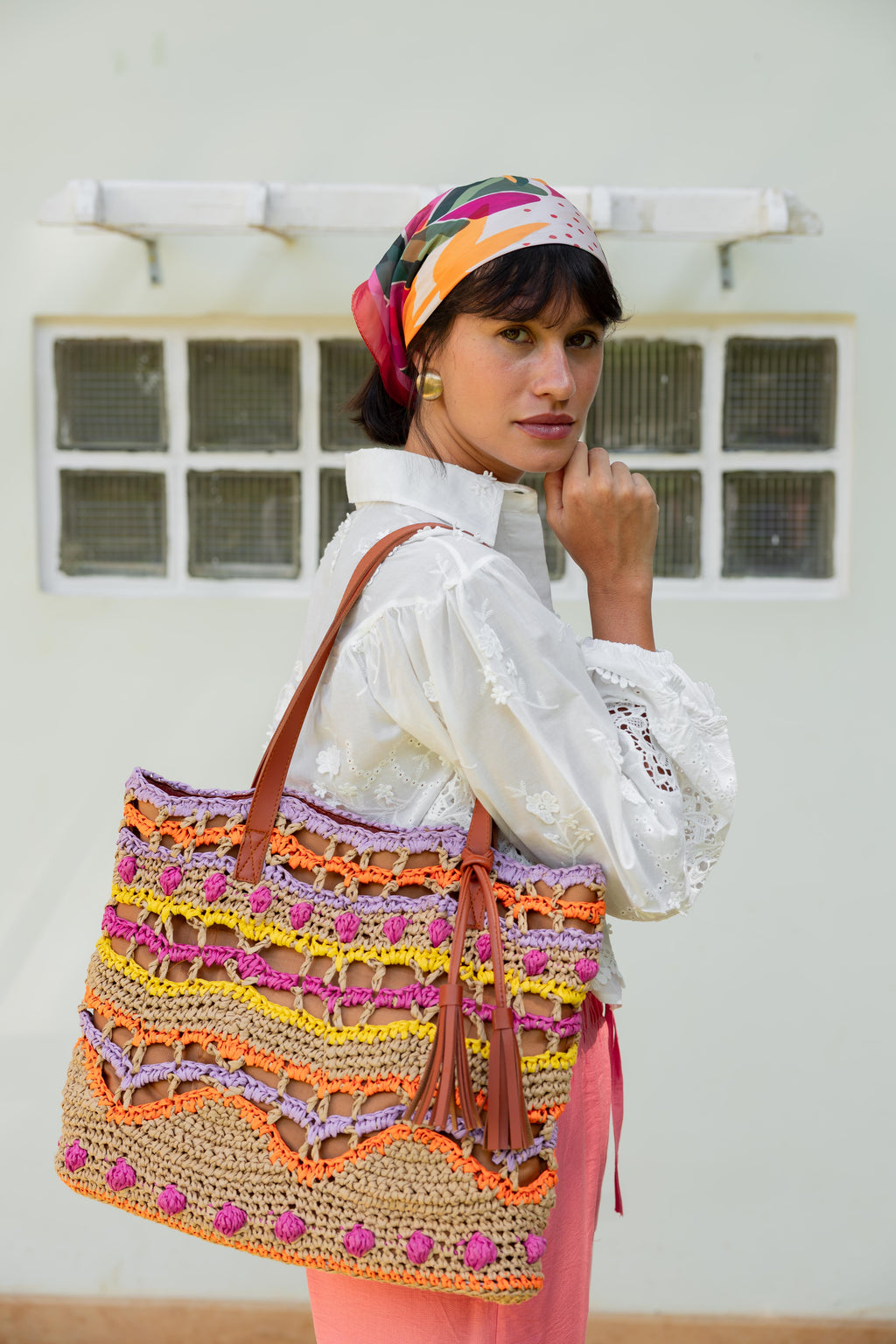 Joyful Raffia Totebag