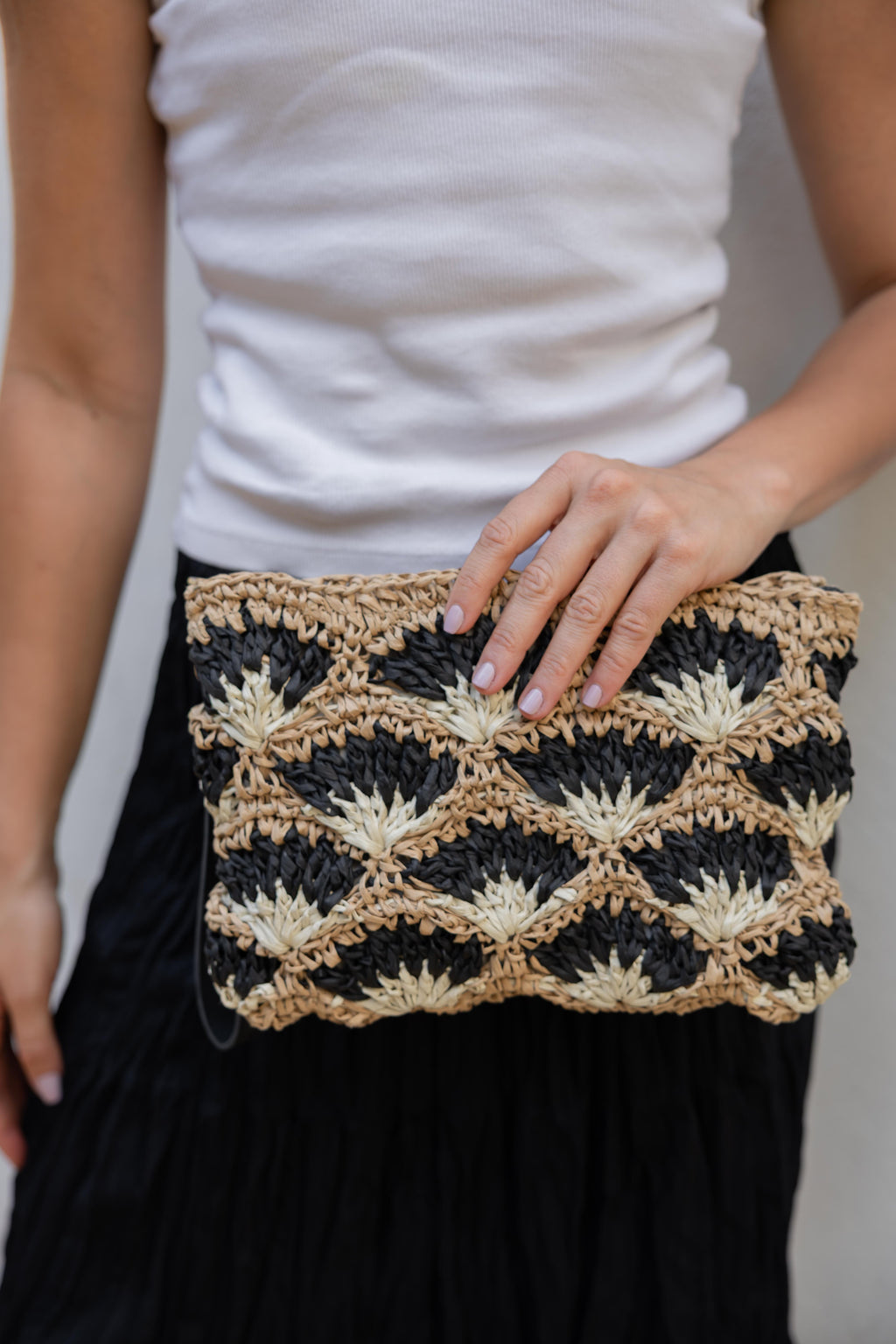 Lotus Raffia Clutch