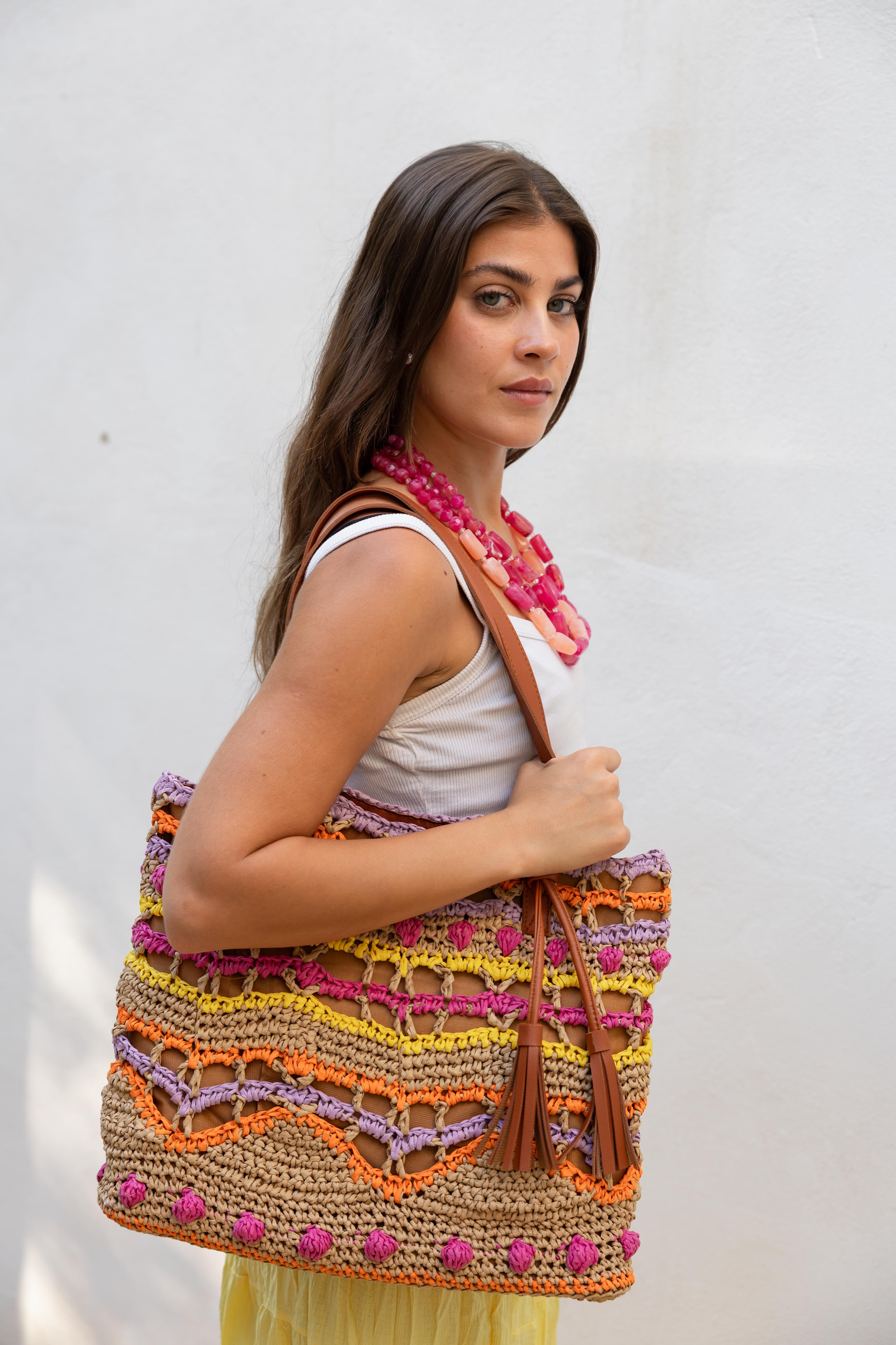Joyful Raffia Totebag