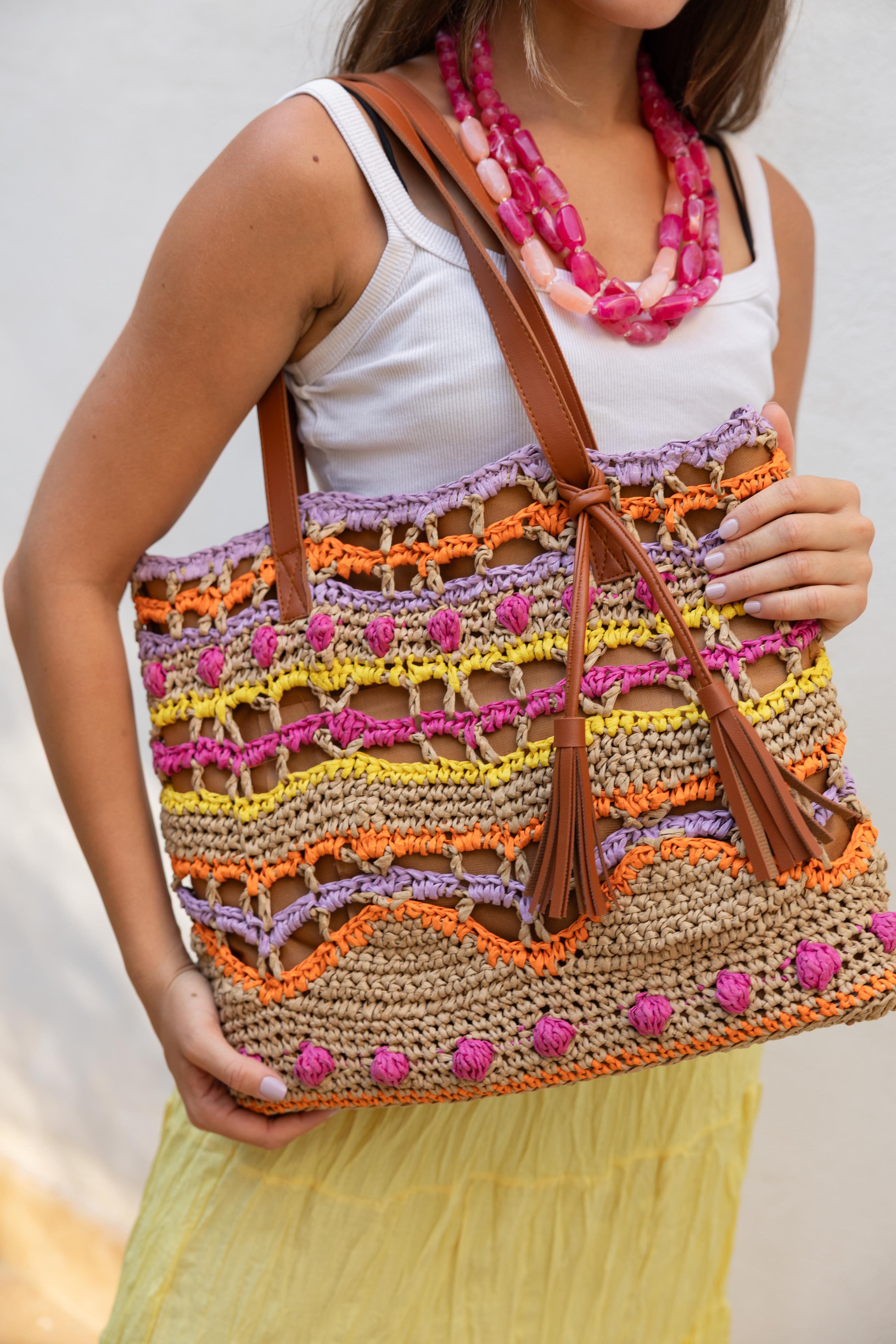 Joyful Raffia Totebag