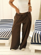 Wide Pleat Striped Pants