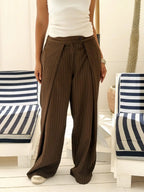 Wide Pleat Striped Pants
