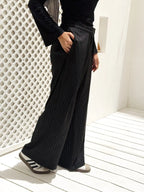 Wide Pleat Striped Pants
