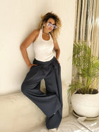 Wide Pleat Striped Pants