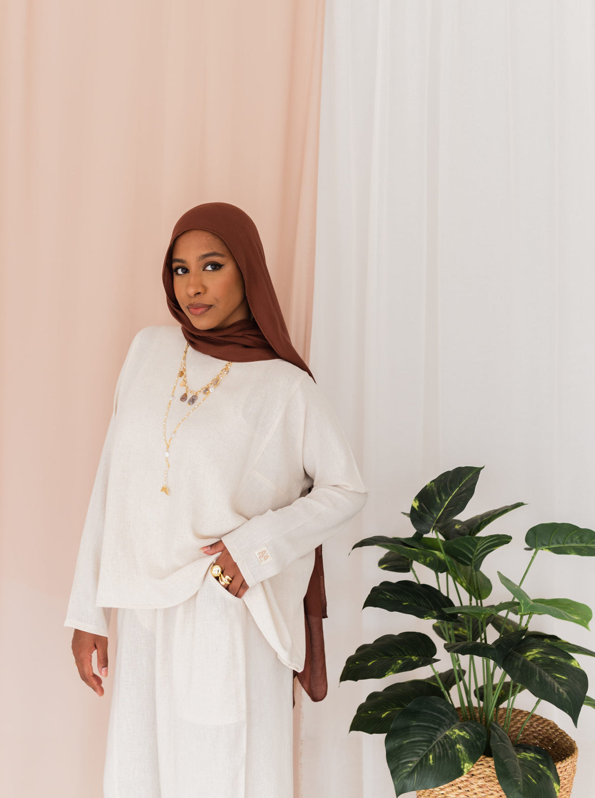 Beige linen blouse