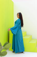 Farida Satin Dress With Flared Sleeves