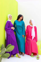 Farida Satin Dress With Flared Sleeves