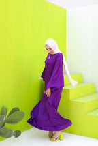 Farida Satin Dress With Flared Sleeves
