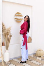 Asia Criss-Cross Blouse With Puffed Sleeves