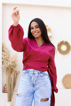 Asia Criss-Cross Blouse With Puffed Sleeves