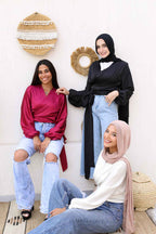 Asia Criss-Cross Blouse With Puffed Sleeves