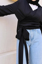 Asia Criss-Cross Blouse With Puffed Sleeves