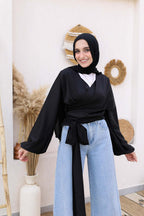 Asia Criss-Cross Blouse With Puffed Sleeves