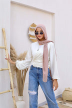 Asia Criss-Cross Blouse With Puffed Sleeves