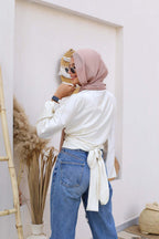 Asia Criss-Cross Blouse With Puffed Sleeves