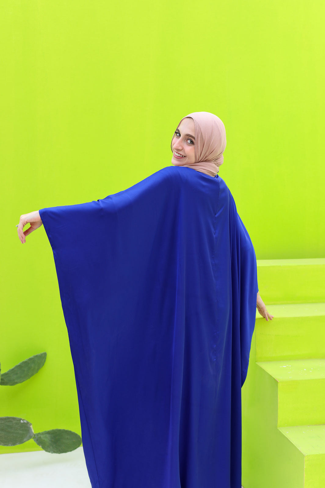 Layla Satin Cape Dress With Inside Belt