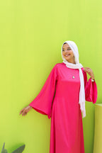 Farida Satin Dress With Flared Sleeves