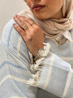 Sripped Fringes Pullover