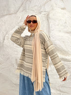 Sripped Fringes Pullover