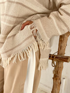 Sripped Fringes Pullover