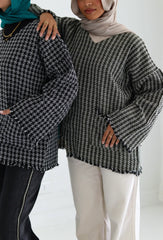 Black XO’ tweed top