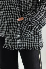 Black XO’ tweed top