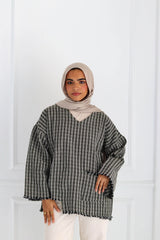 Olive XO’ tweed top