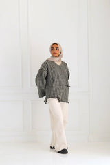 Olive XO’ tweed top