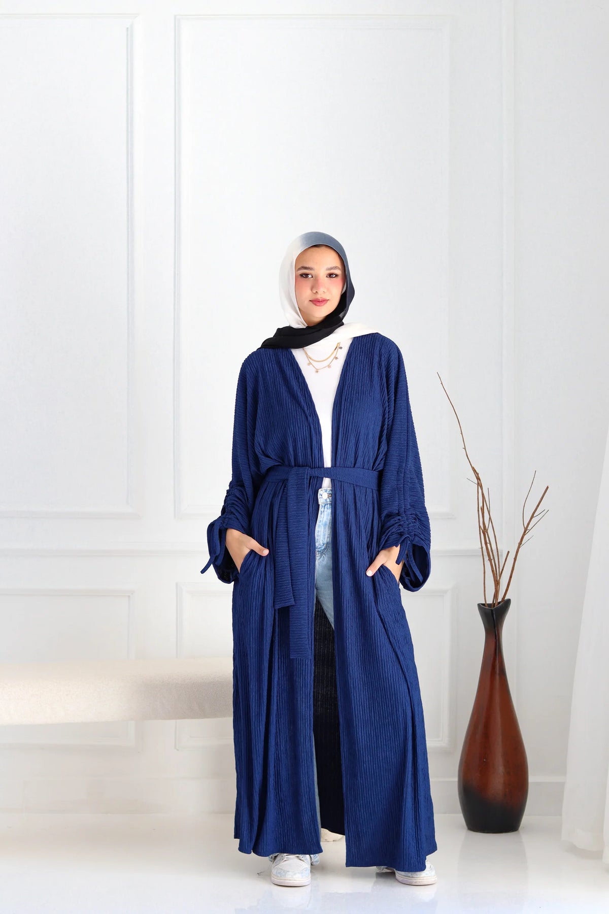 Navy Crushed Kimono